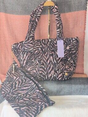 Jill & Ally Zebra Print Quilted Tote Bag